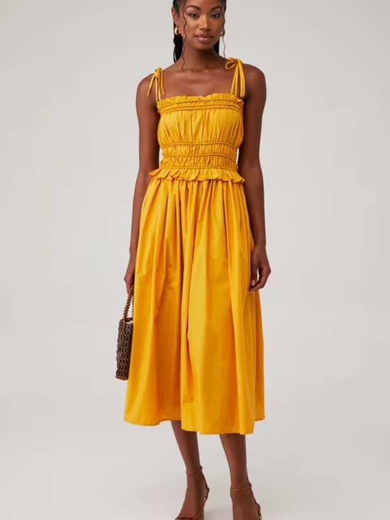 En Saison Dresses & Skirts - En Saison Haley Smocked Midi Dress in golden yellow